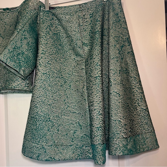 Bigoschi shirt and skirt matching set silver and turquoise pattern - Picture 5 of 8